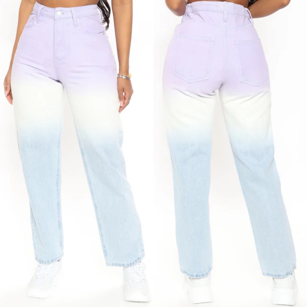 NWT FASHION NOVA Women's Ombre Straight leg Jeans Size 1 - Picture 2 of 6